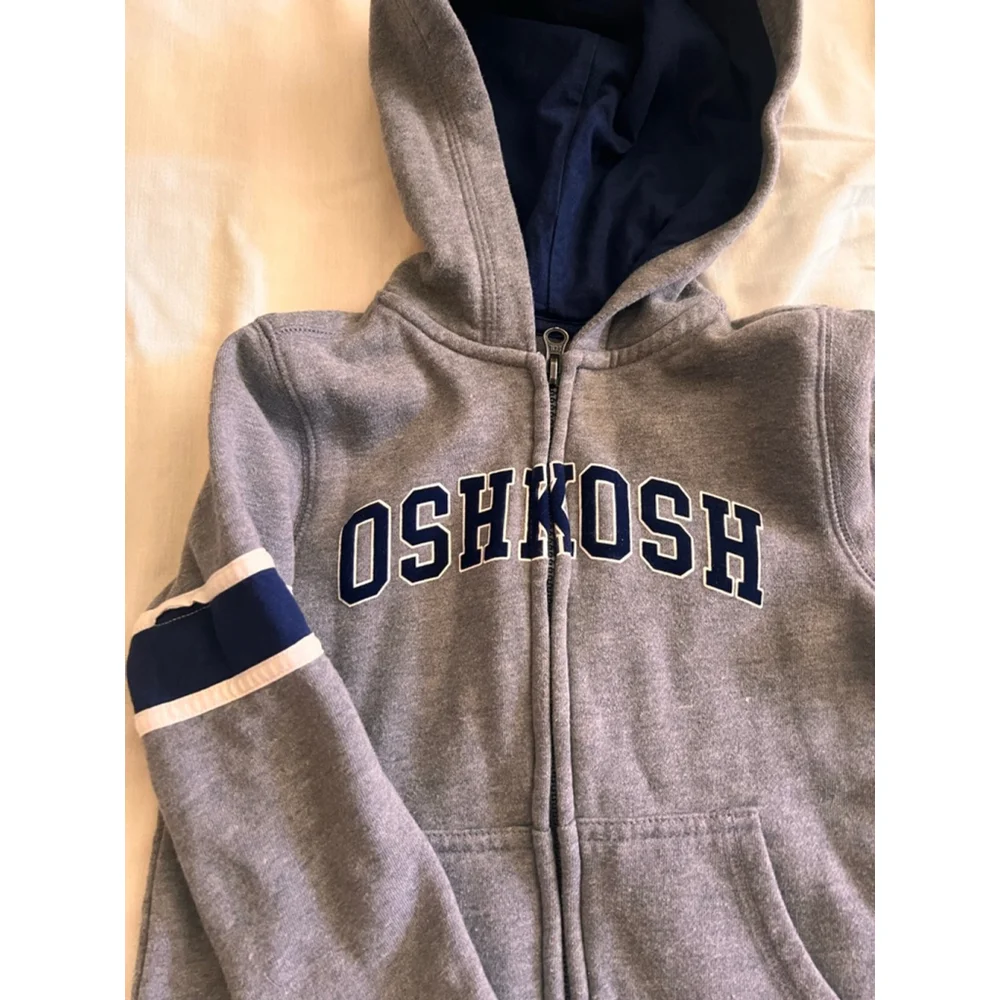 Boys OshKosh B'gosh Grey & Navy Blue Full-Zip Hoodie 5T
